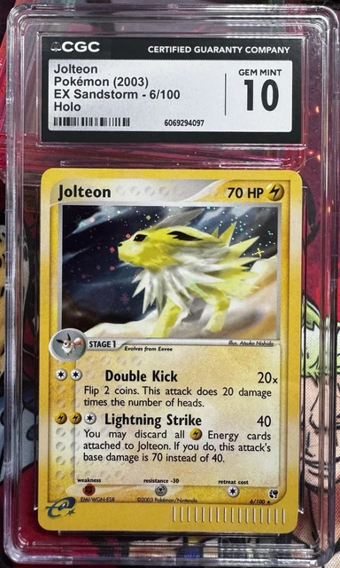 Pokemon EX Sandstorm Jolteon 2003 Holo Card CGC 10 Gem Mint 6/100