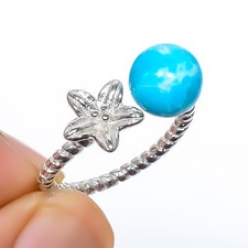 Larimar Gemstone 925 Silver Plated Ring Adst. 28