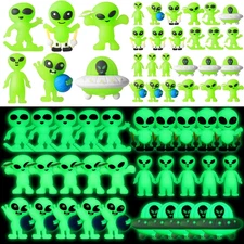 60 Pcs Glow in the Dark Mini Alien Figures Various 6 Styles Halloween Small Alie