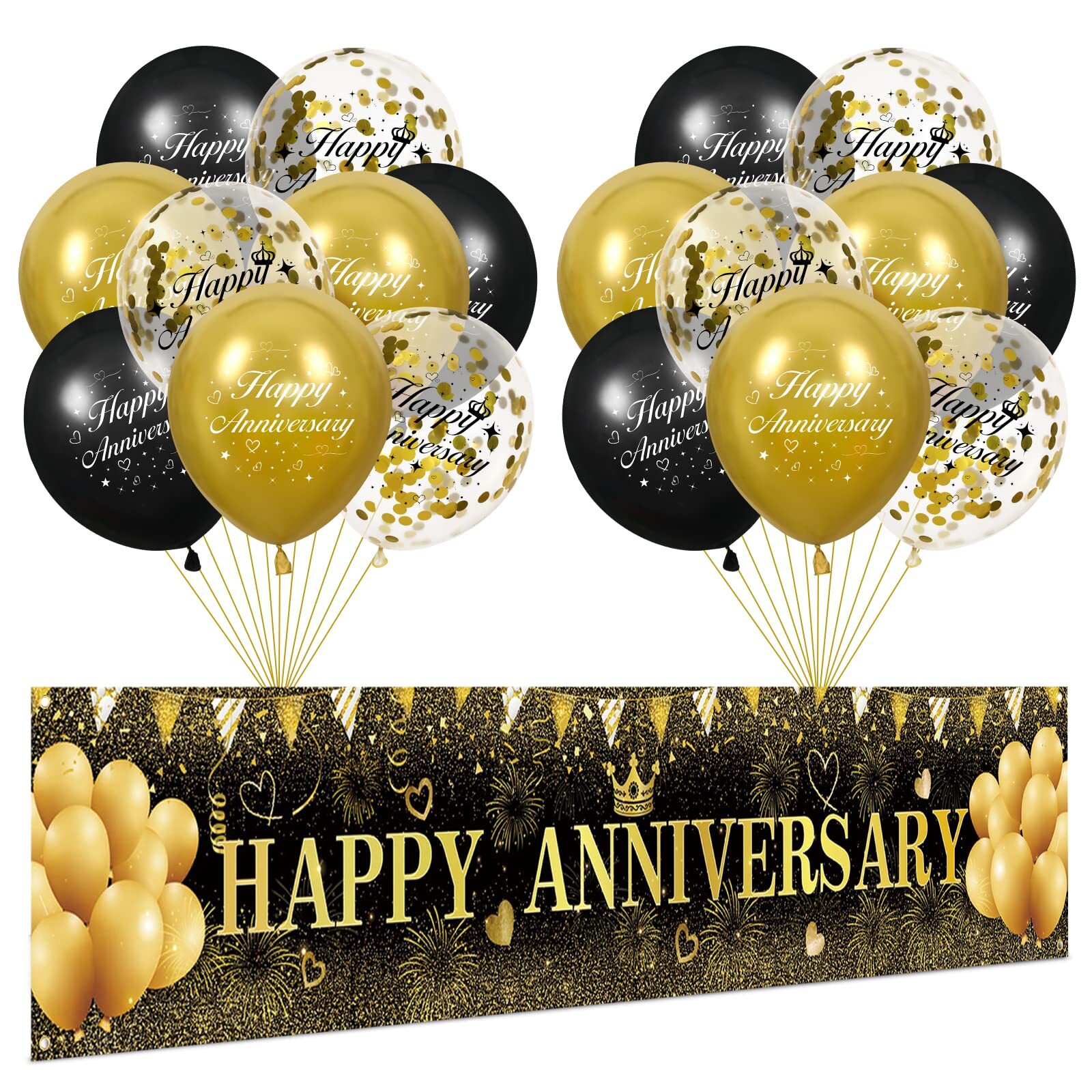 Black Gold Wedding Anniversary Decoration Black Gold Happy Anniversary Yard B...