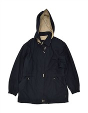 London Fog Womens Petite Hooded Windbreaker Coat Uk 14 Medium Navy Blue Dr10