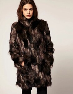 patchwork faux fur coat