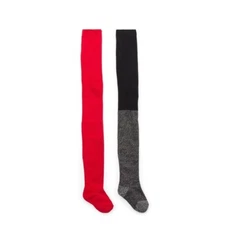 Wonder Nation Heavyweight Footed Tights Girls Size Large (12-16) Black Red NEW