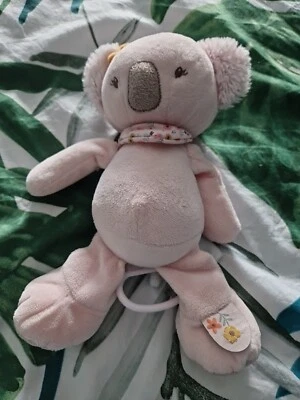 DOUDOU PELUCHE NATTOU KOALA ours rose gris bandana fleur grelot 30 Cm Musical - Photo 1/2