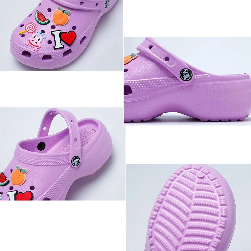 Women's Casual Clogs Slip On Platform Shoes Waterproof White Beach Sandals Size - Image 3 of 4