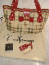 Polo Santa Roberta Leather Shoulder Tote Bag Beige Red (nosalestax)