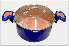 Gotham Steel 5.5qt Pasta Pot Royal Blue K44903 Pan with built in strainer lid