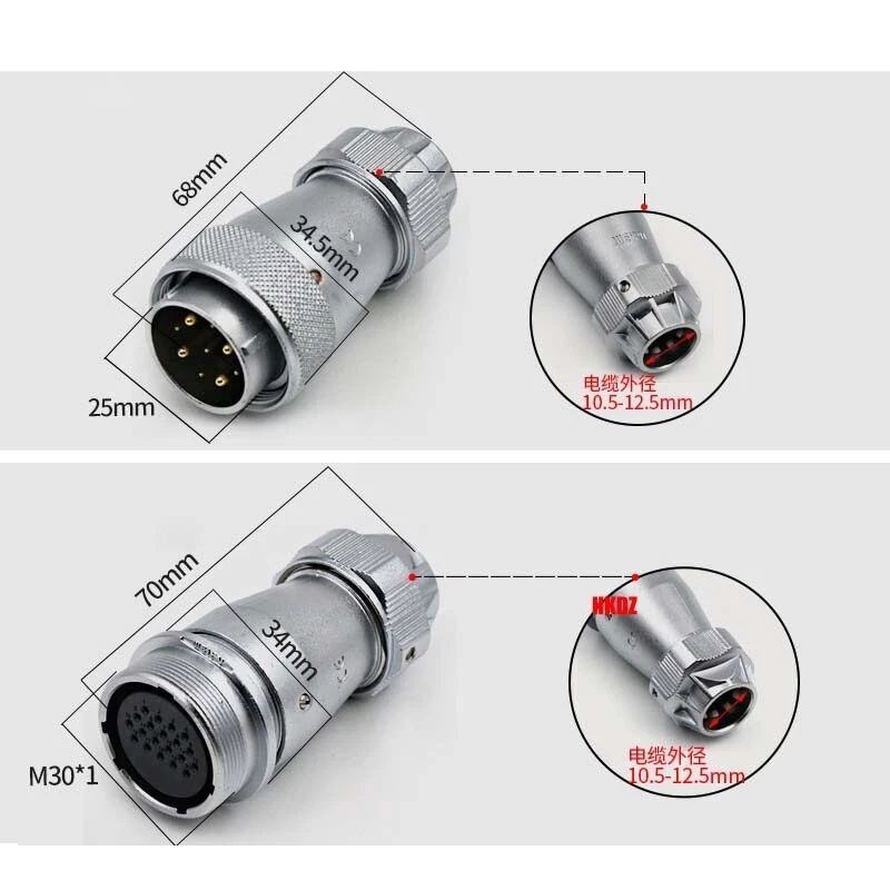 IP67 Waterproof Cable Connector 2 3 4~26 PinsWF28 TE+ZE Aviation Plugs Sockets - Image 3 of 4