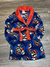 Super Mario Robe Size 8 Medium Youth/Kids Pajamas Blue/Red Nintendo     
