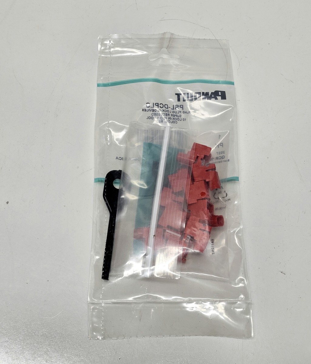 10 Pack Panduit PSL-DCPLS RJ45 Plug Lock-In Devices & 1 Tool RED