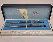 Vintage CROSS Chrome Ball Point Pen Mechanical Pencil Set 3501 New in Box