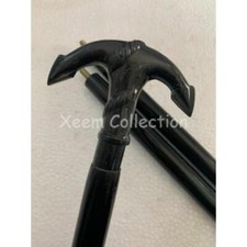 Vintage Antique Brass Anchor Head Handle Victorian Wooden Walking Stick Cane