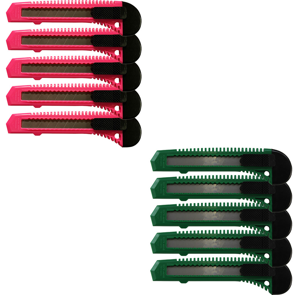 Retractable Snap Off Razor Blade Pink Green