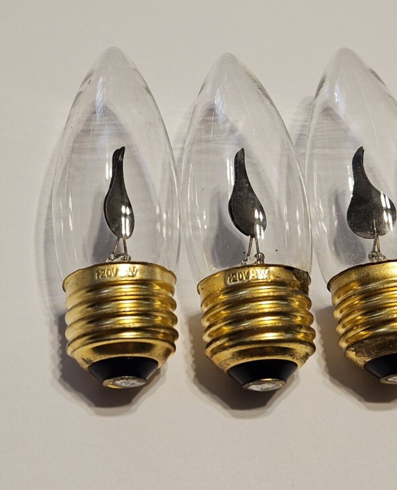 5 PACK FLICKER FLAME CLEAR LIGHT BULBS 3w CA10 32mm STANDARD BASE NEW ...