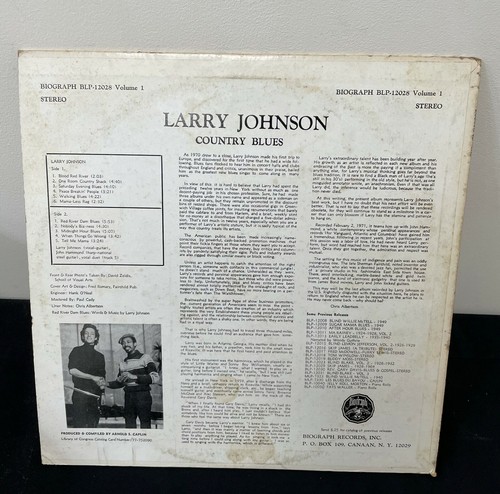 LP Vintage Larry Johnson Country Blues Biograph Records BLP-12028 - Picture 2 of 5