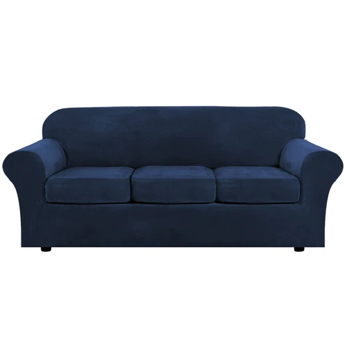 Samt Stretch Elastisch Sofabezug Wohn Couch Schonbezüge Schoner 1/2/3 Sitzer - Bild 19 von 112