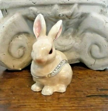 White Rabbit Trinket Box, hinged, jeweled, enamel, NIB - Beautiful