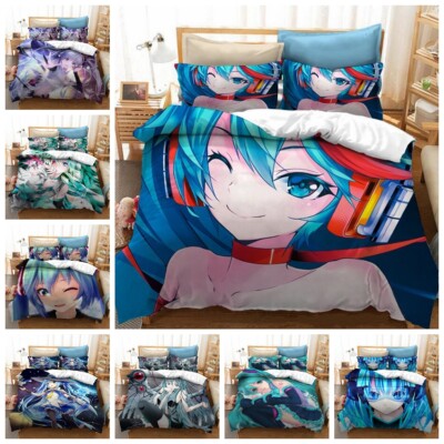 Hatsune Miku 3D-Druck Bettbezug Kissenbezuge 2/3pcs Bettwäsche Set Single Double