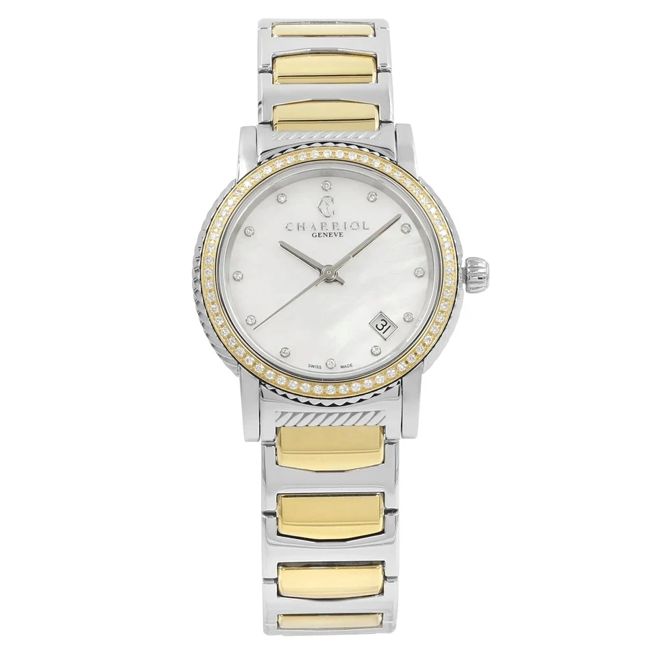 Charriol Parisii 0.40cttw Two Tone Steel MOP Quartz Ladies Watch P33SY2D.921.001