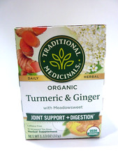 Organic Turmeric Ginger with Meadowsweet Caffeine Free 16 Tea Bags /DEC.2027