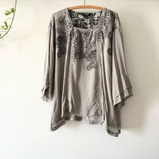 Citron Square Neck Silk Blouse M