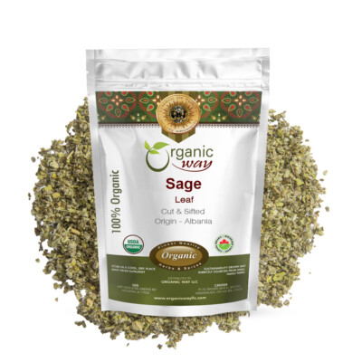 Organic Way Sage Leaf Cut & Sifted - Herbal Tea | Kosher & USDA Certified