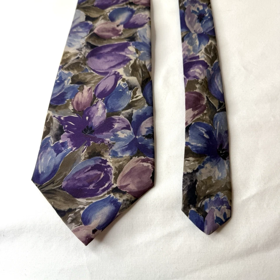 Geoffrey Beene 男式领带 100% 聚酯纤维 美国制造 复活节花卉图案 — 第 3/4 张图片