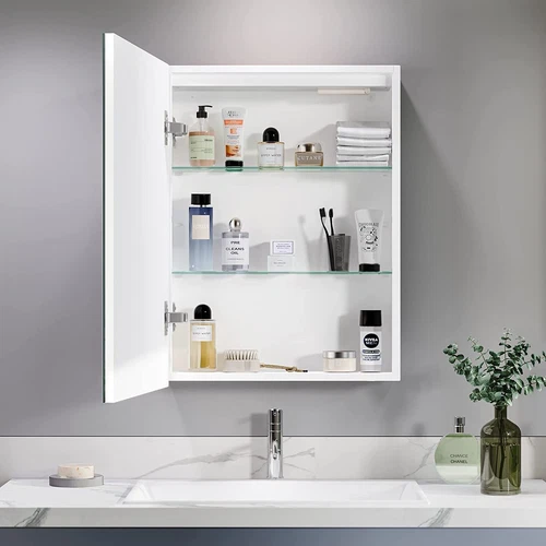 LED illuminated Bathroom Mirror Cabinet with Demister / Shaver Socket / 600mm - Picture 4 of 12