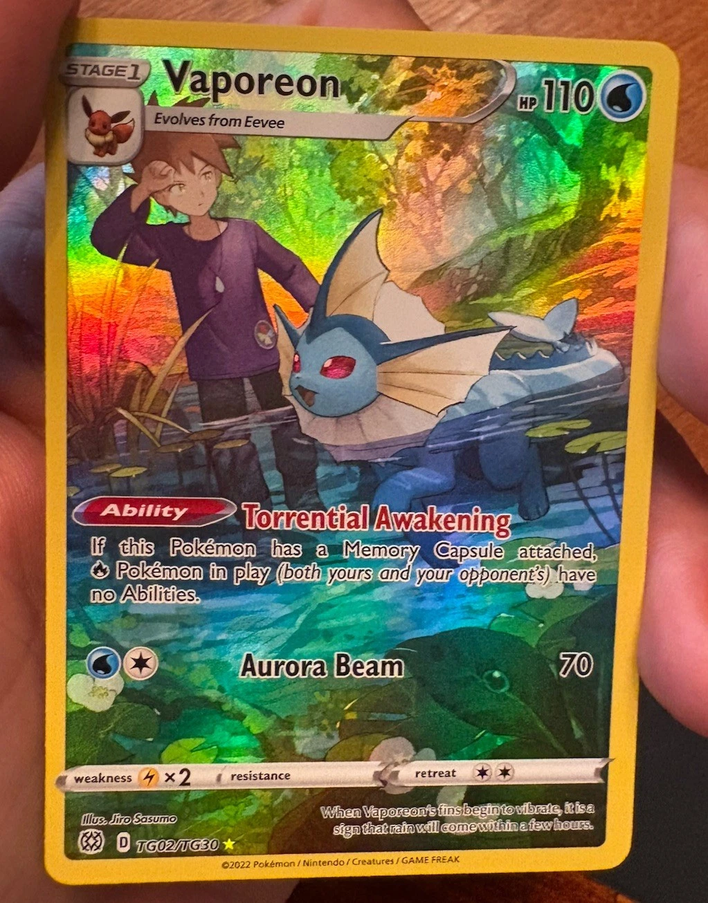 Pokémon Vaporeon TCG TG02/TG30 Brilliant Stars Trainer Gallery Ultra Rare Holo