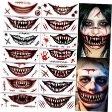 Halloween Scary Big Mouth Face Tattoos 14 Sheets