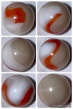 Vintage Vitro Agate Red Eyed Biscuits Gravy Marble, 0.63 in, MINT