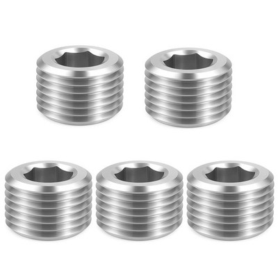 5 PCS 3/8'' NPT Male Pipe Plug Stainless Steel Pipe Plug Fitting Set Hex Count...