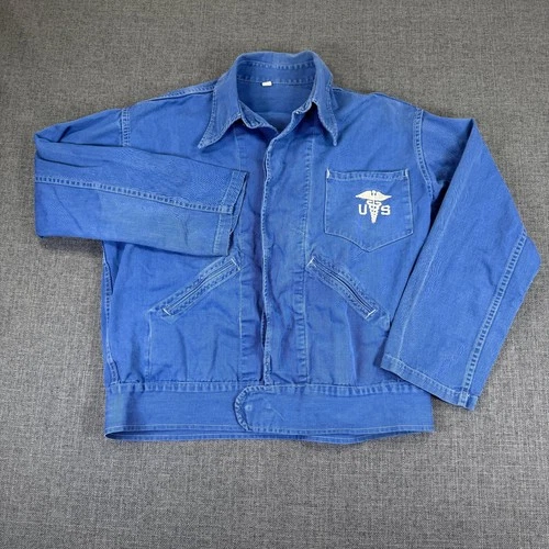 Vintage US 1950s Korean War Medical Healthcare Jacket Blue Canvas Size M - product listing photo