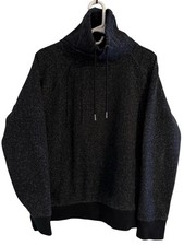 H M Black Speckled Cowl Neck Sweater Mens Medium Space Knit Ragged RN101255