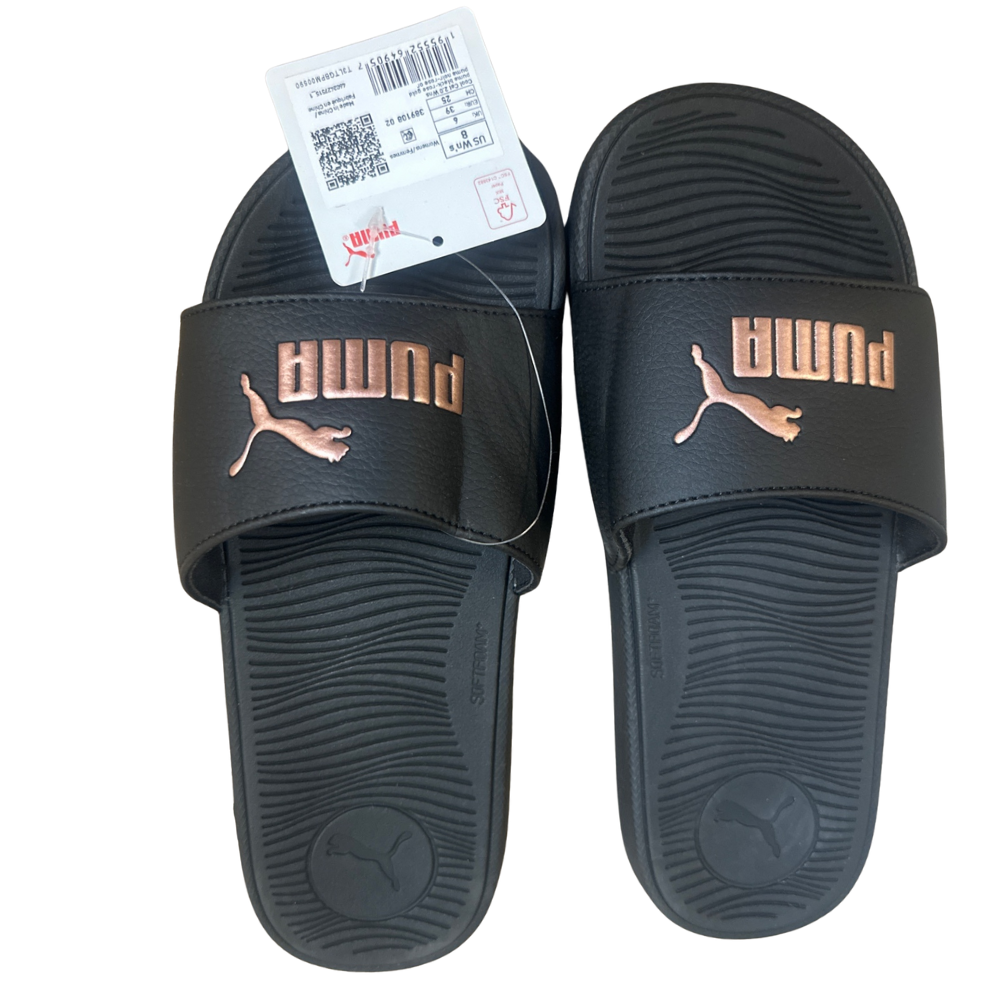 PANTOFOLA D’ORO PUMA sandali donna cool gatto slide nero oro rosa taglia 8 ciabatte comode