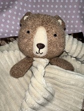 Circo Lovey Teddy Bear Security Baby Blanket Plush Satin Trim Brown Tan Striped