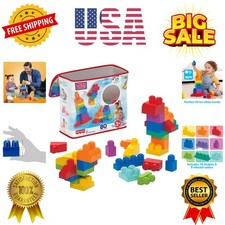 Mega Bloks First Builders Toddler Blocks Toys Set, Big Building Bag with 80 P...