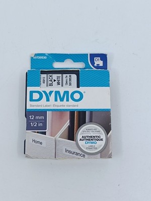 DYMO D1 Standard Etiketten 12mm x 7m Schwarz auf Weiß S0720530 Neu