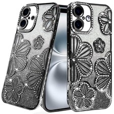 For Moto G Stylus 2026/2025 Case Bling Floral 3D Glitter Cover Tempered Glass