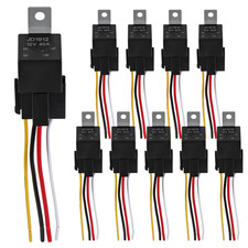 10Pack JD1912 Car Relay Harness 12V 40A 4 Pin SPST 12AWG Harness Sockets with Co