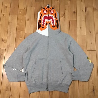 Bape Tiger Hoodie S Size Gray White Full Zip A Bathing Ape No.aj941