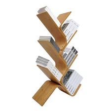 6-Tier Tree-shape Bookcases Book Organizer Bamboo Book Display Stand Book Shelf