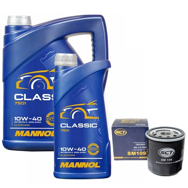 MotoröL Set Mannol 10W-40 Api SN/CH-4 6 Liter + ÖLfilter FüR Opel Frontera A 2.4-image