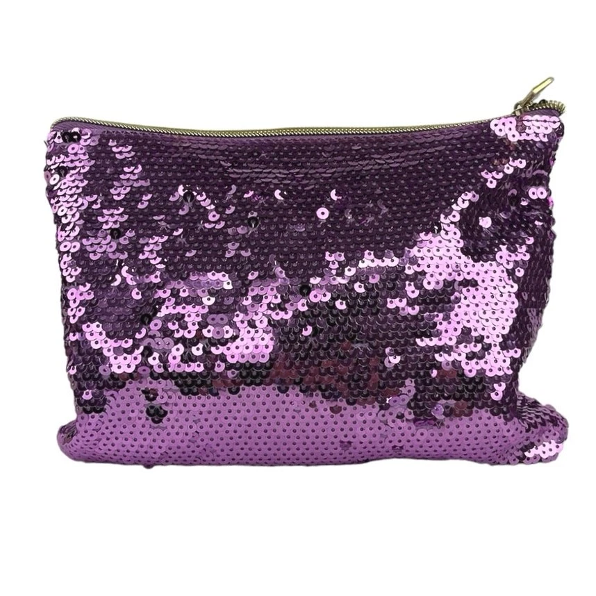 Tarte Púrpura Rosa Flamenco Cremallera Lentejuelas Cartera Bolso sin asas Bolsa de maquillaje cosmético Foto 2 de 4