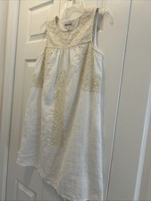 Madewell 100% Linen White Dress Embroidered / Floral Western  Rodeo SizeXS