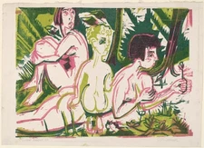 Nude Women with Child in the Forest : Ernst Ludwig Kirchner : Archival Art Print