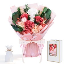 Preserved Pink Rose Bouquet for Delivery – Forever Flowers that Last 3-5 Year...