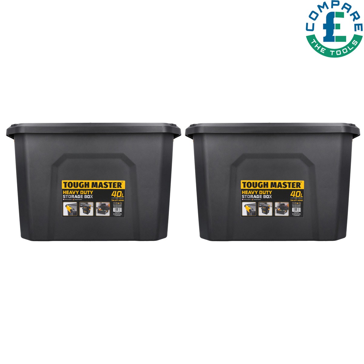 TOUGH MASTER Tool Boxes 40L Heavy Duty Large Box for Home Workshop, Pack of 2