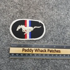 Vintage Ford Mustang Patch Car Auto Red White Blue Strip 70s 80s Muscle Cars AB1