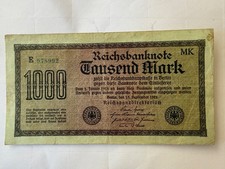 Banknote Germany 1000 Mark 1922-09-15 SN: E978992MK